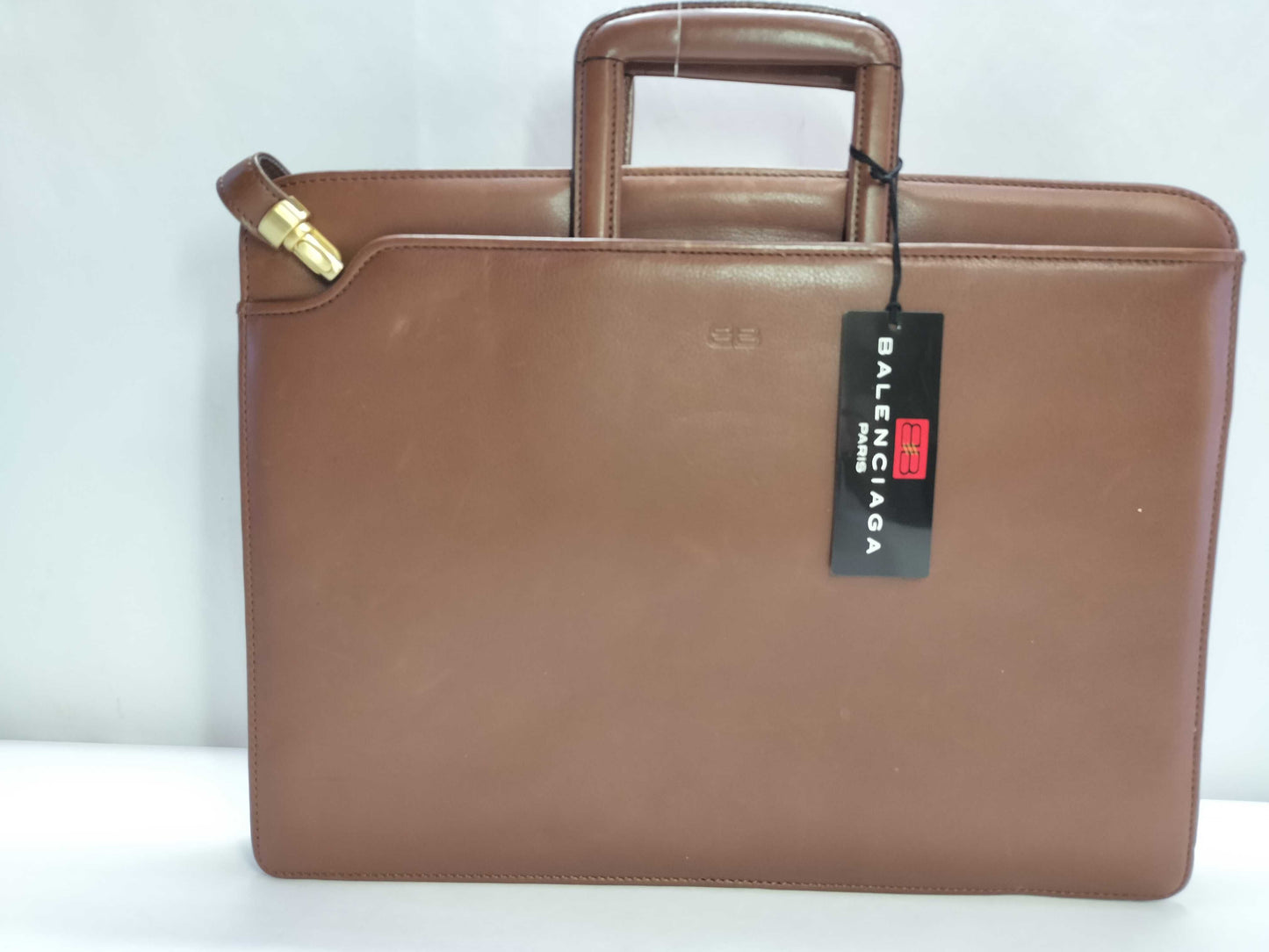 BALENCIAGA Leather Logo Business Bag