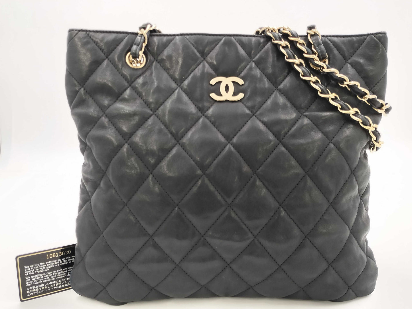 CHANEL Matelasse Lamb Chain Shoulder Bag with Card and Sticker