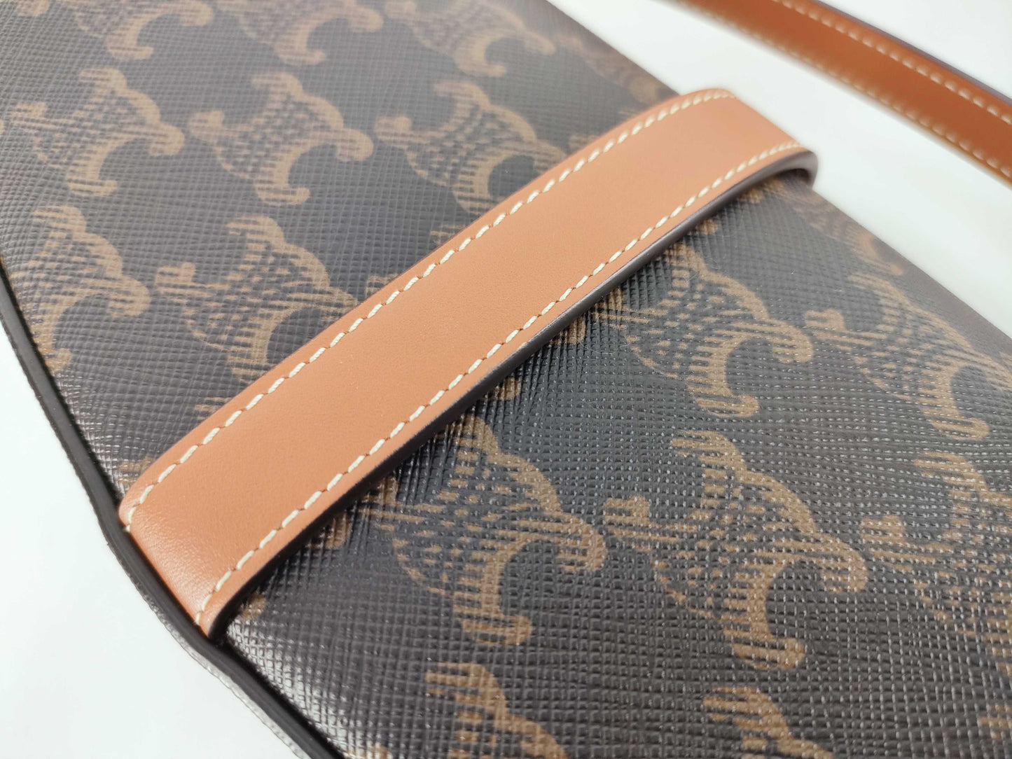 CELINE Triomphe Clutch Taboo PVC and Leather Shoulder Bag Brown