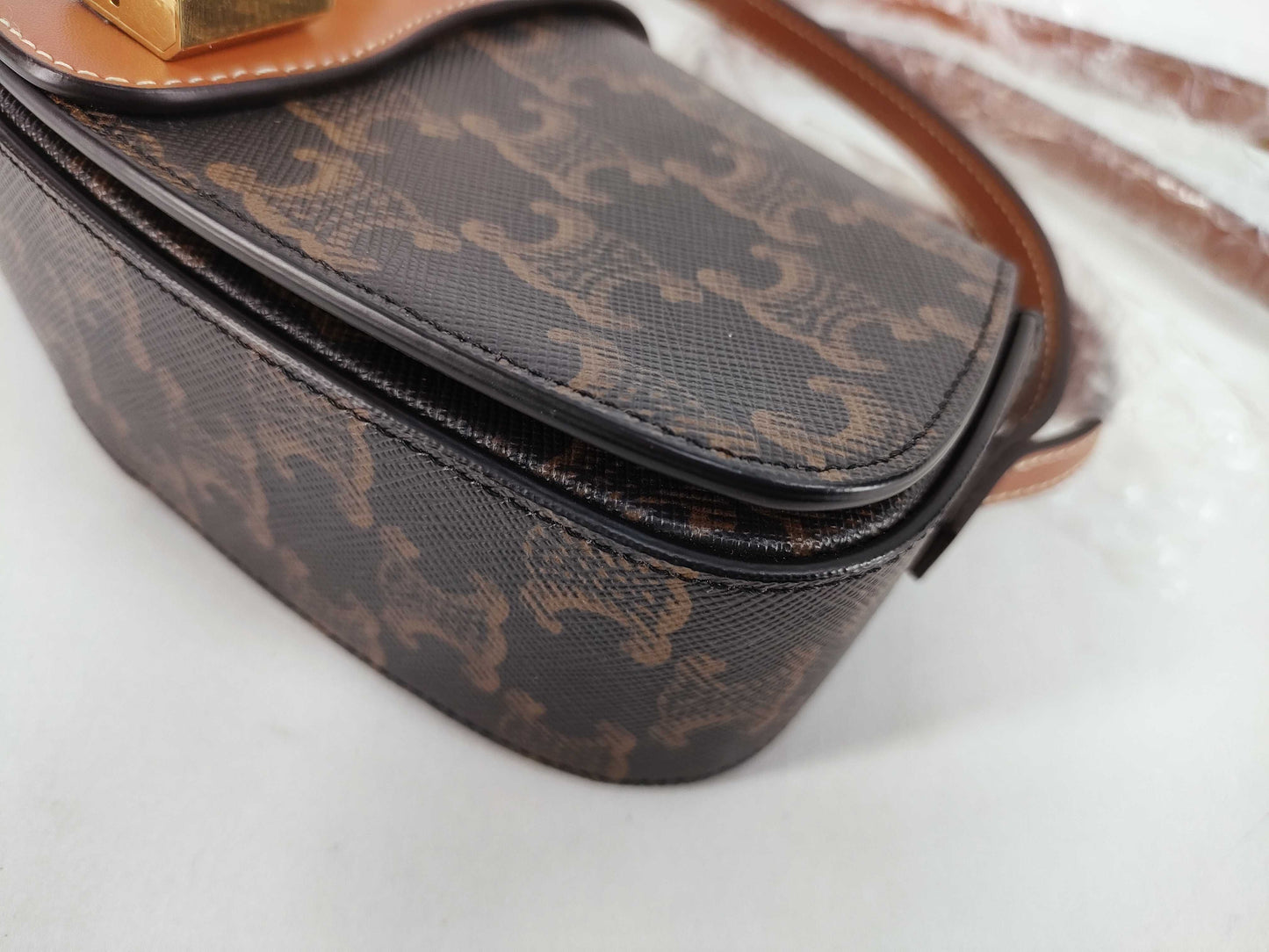 CELINE Triomphe Clutch Taboo PVC and Leather Shoulder Bag Brown