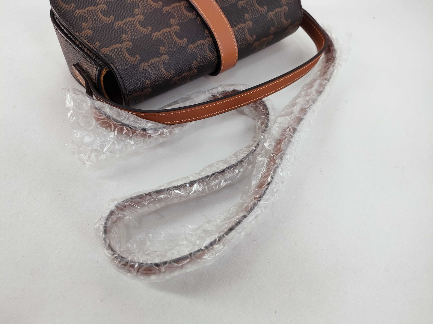 CELINE Triomphe Clutch Taboo PVC and Leather Shoulder Bag Brown