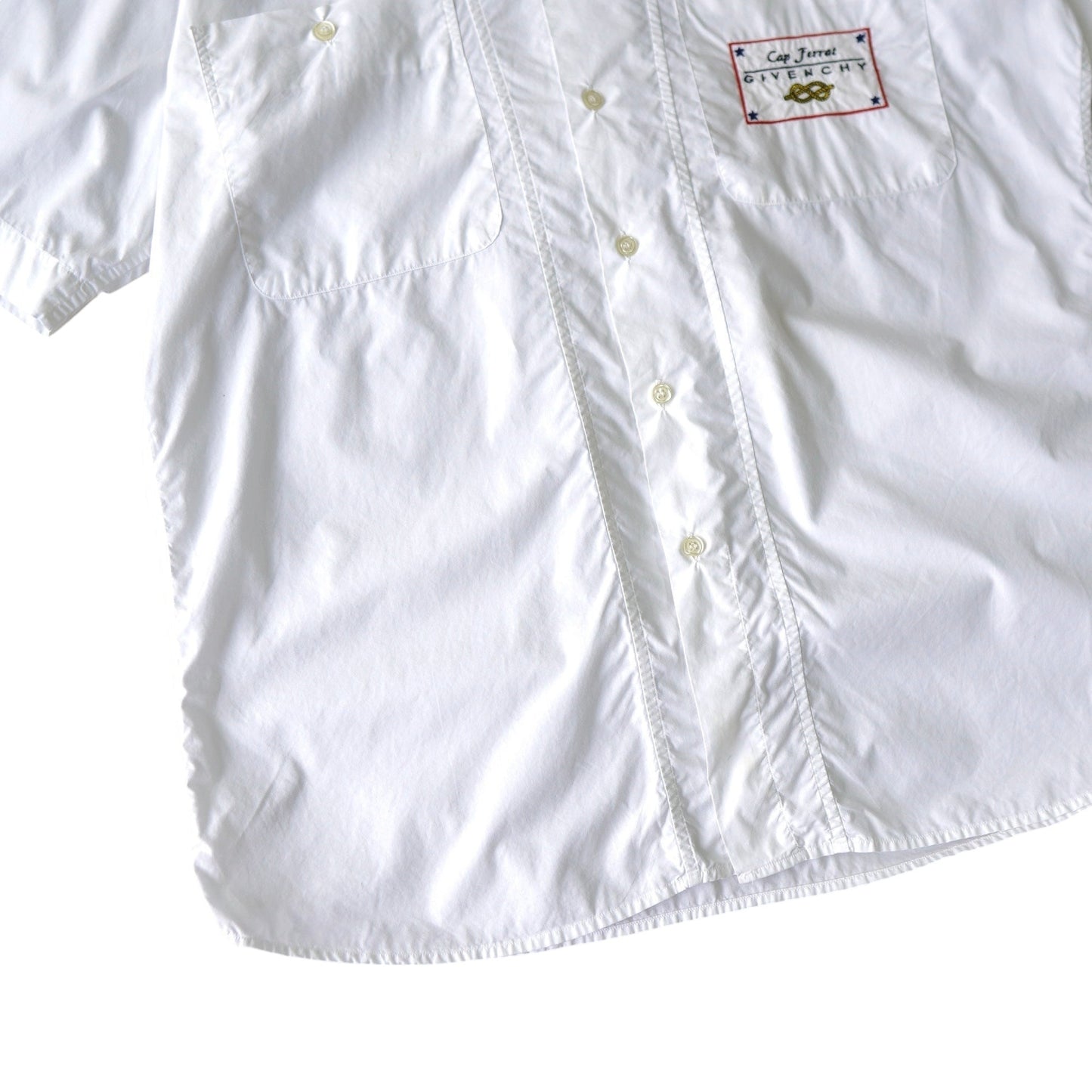 GIVENCHY Short Sleeve Shirt with Marine Logo, White, 1980s-1990s