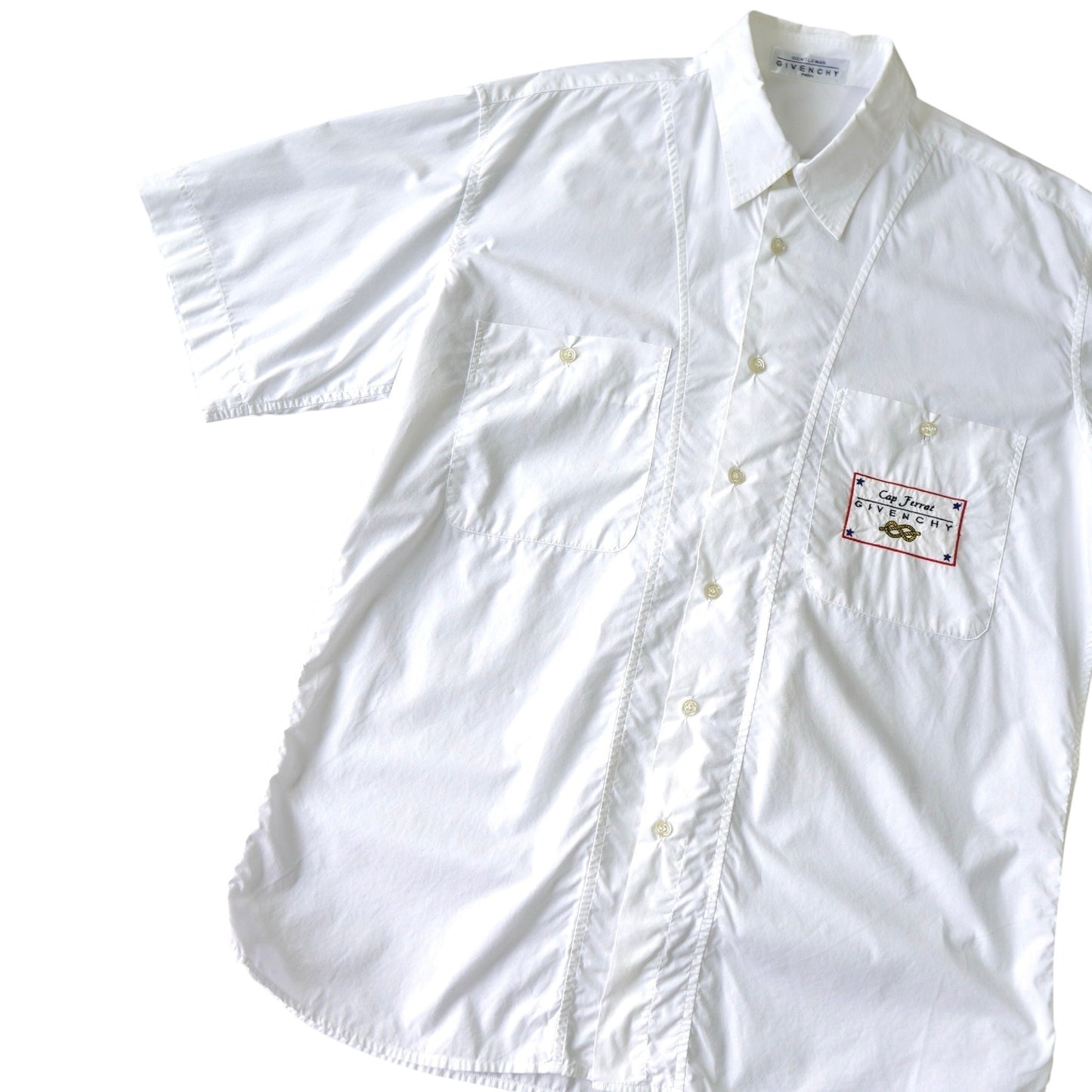 GIVENCHY Short Sleeve Shirt with Marine Logo, White, 1980s-1990s