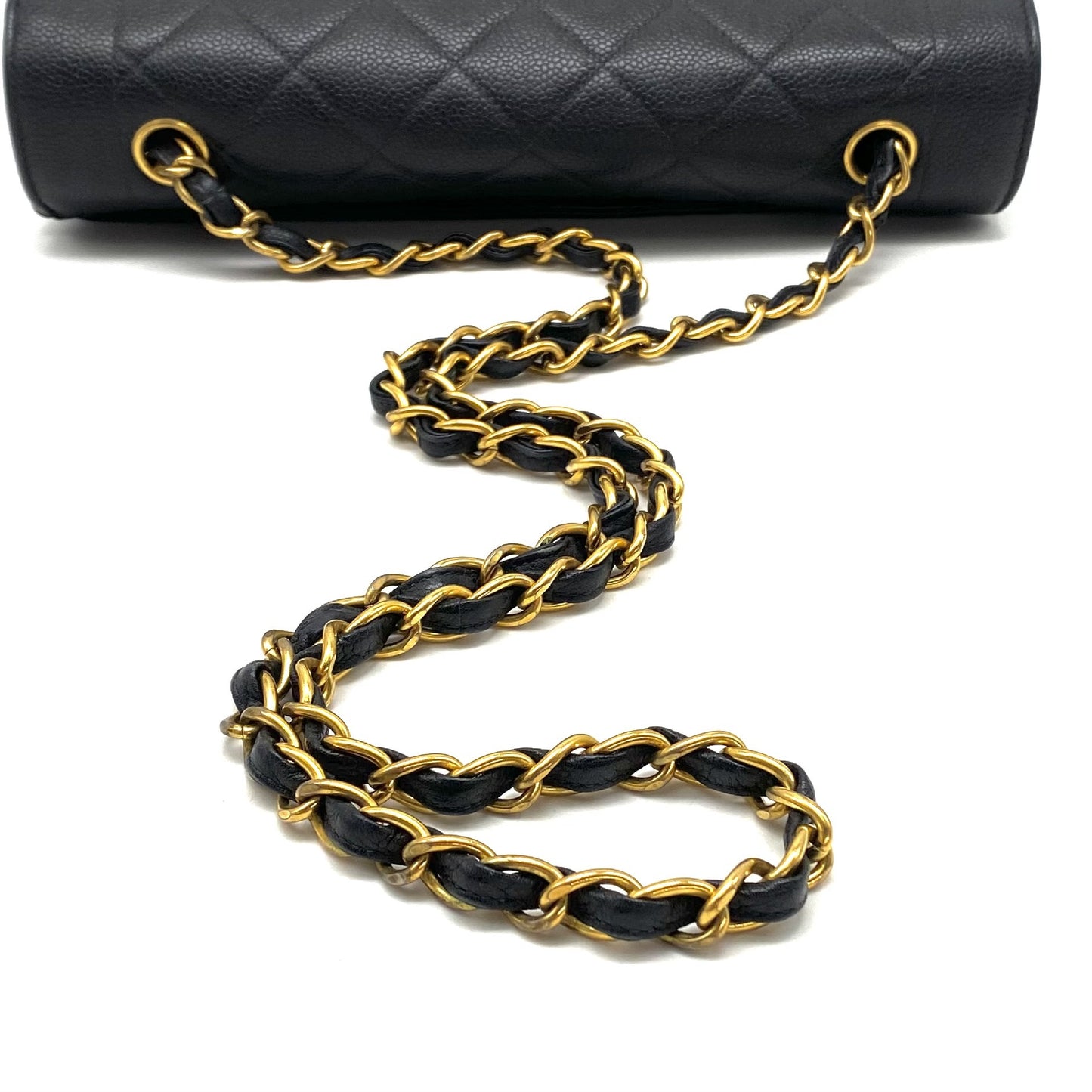 CHANEL Diana Matelasse Turnlock Coco Mark Caviar Leather Chain Shoulder Bag