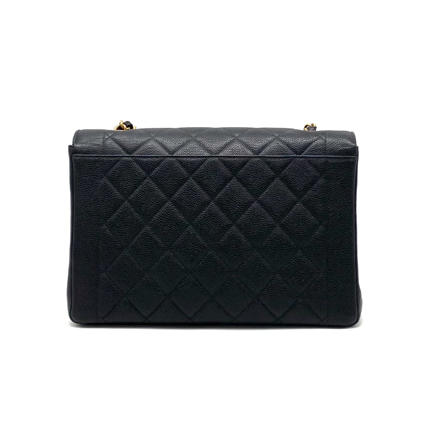 CHANEL Diana Matelasse Turnlock Coco Mark Caviar Leather Chain Shoulder Bag