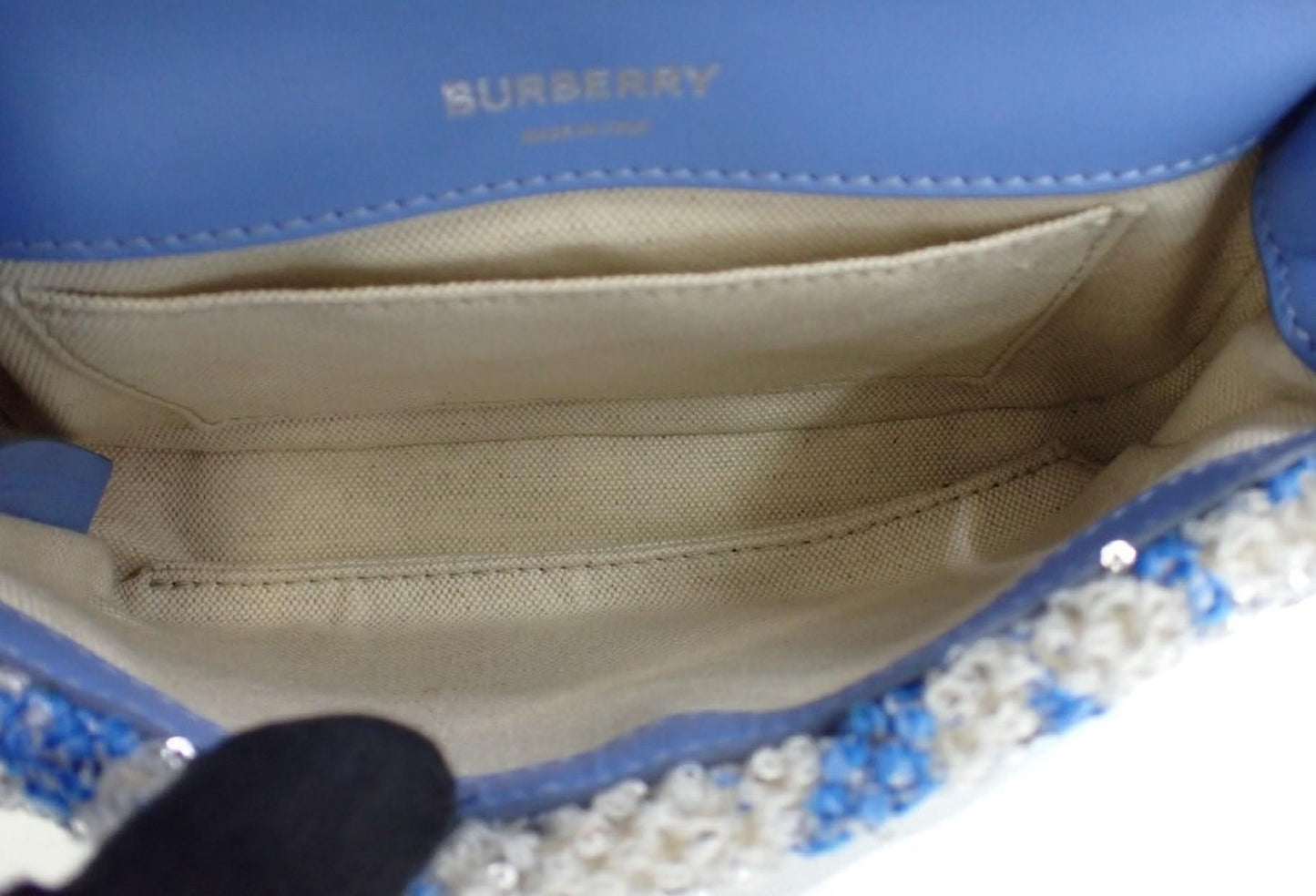 BURBERRY Sequin Blue Silver Chain Shoulder Bag