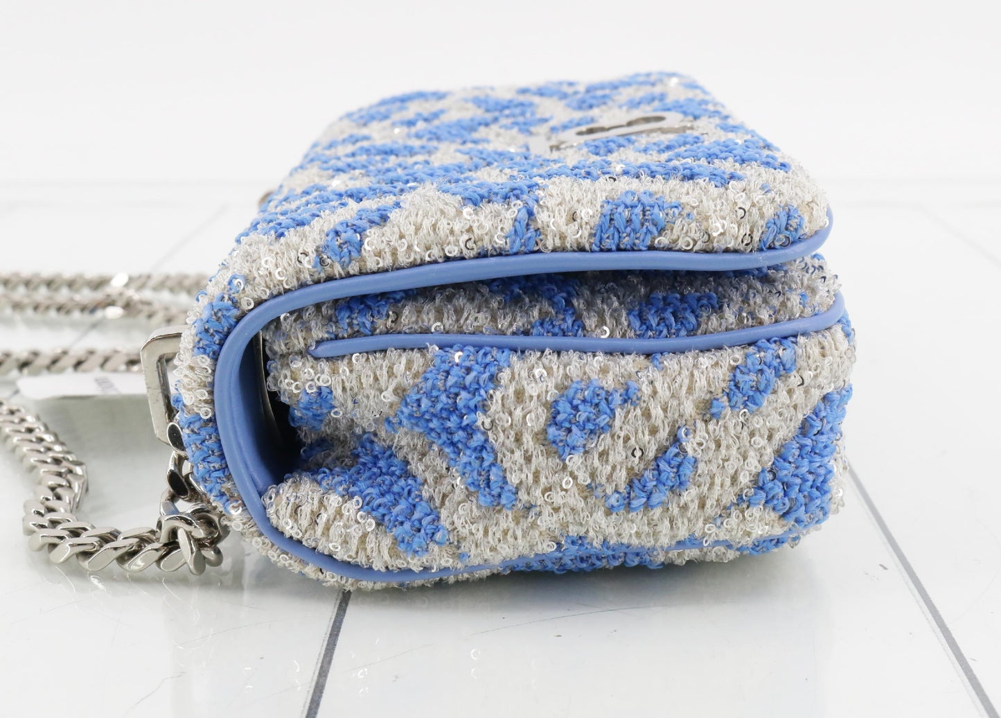 BURBERRY Sequin Blue Silver Chain Shoulder Bag