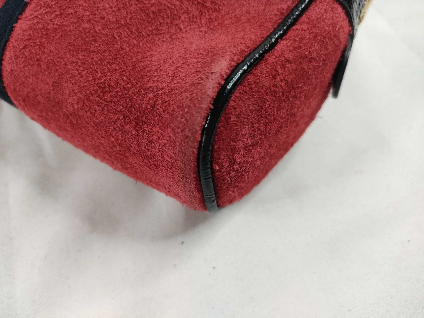 GUCCI Web Ophidia Suede and Patent Leather Waist Bag