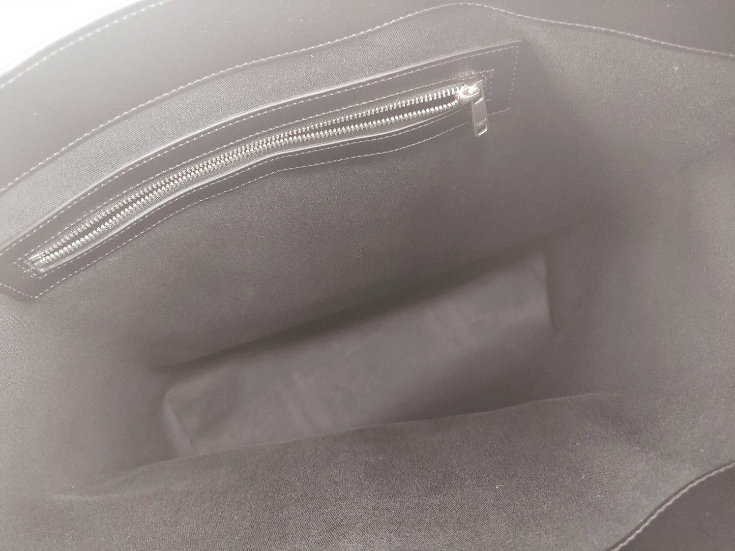 CELINE Cabas Tote Bag, Large Leather Buckle, Black