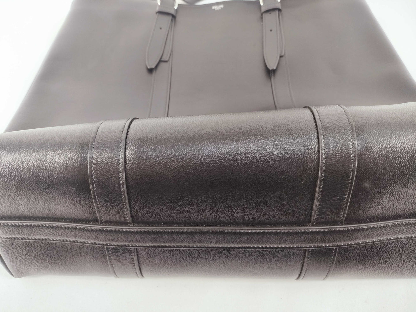CELINE Cabas Tote Bag, Large Leather Buckle, Black