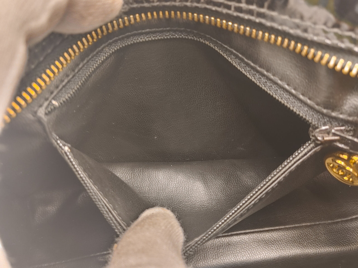 CHANEL Coco Mark Pouch Vanity Bag with Guarantee Card, Patent Leather, Black Vanity Bag