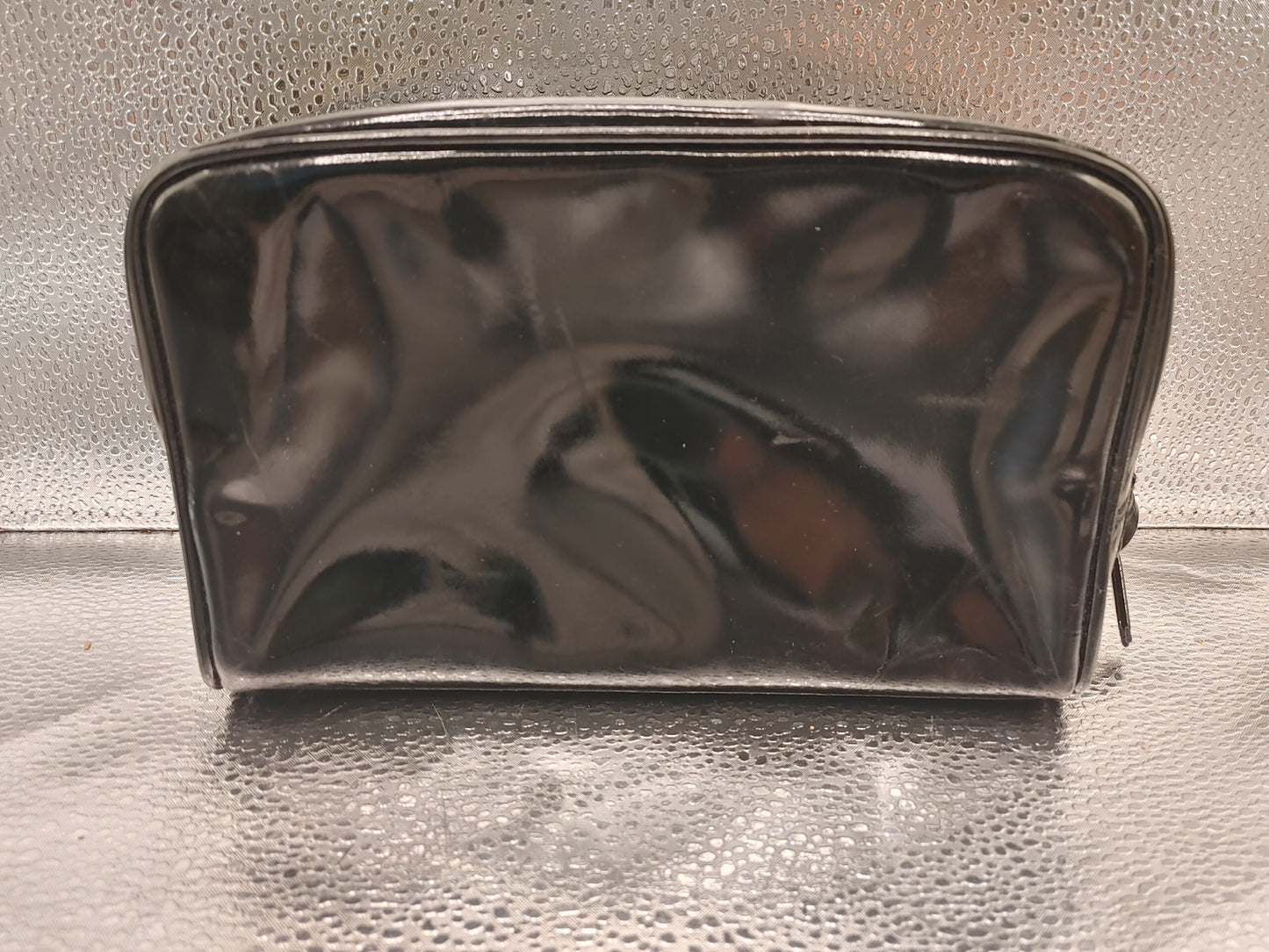 CHANEL Coco Mark Pouch Vanity Bag with Guarantee Card, Patent Leather, Black Vanity Bag