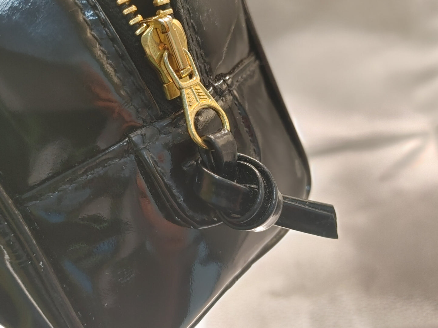 CHANEL Coco Mark Pouch Vanity Bag with Guarantee Card, Patent Leather, Black Vanity Bag