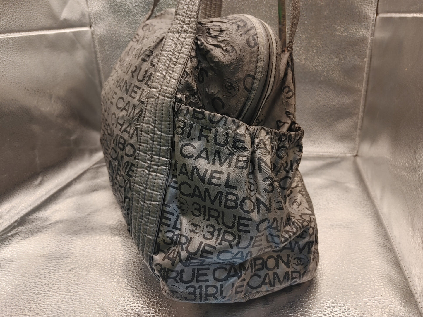 CHANEL Unlimited Seal 12581101 Nylon Silver Tote Bag
