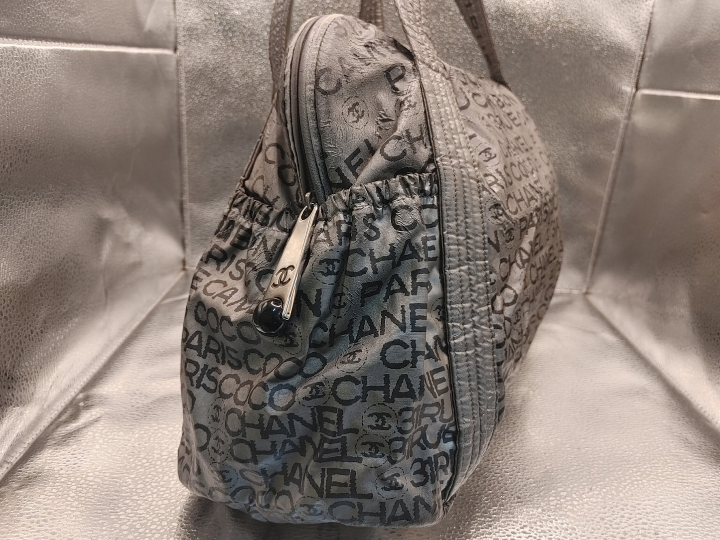 CHANEL Unlimited Seal 12581101 Nylon Silver Tote Bag