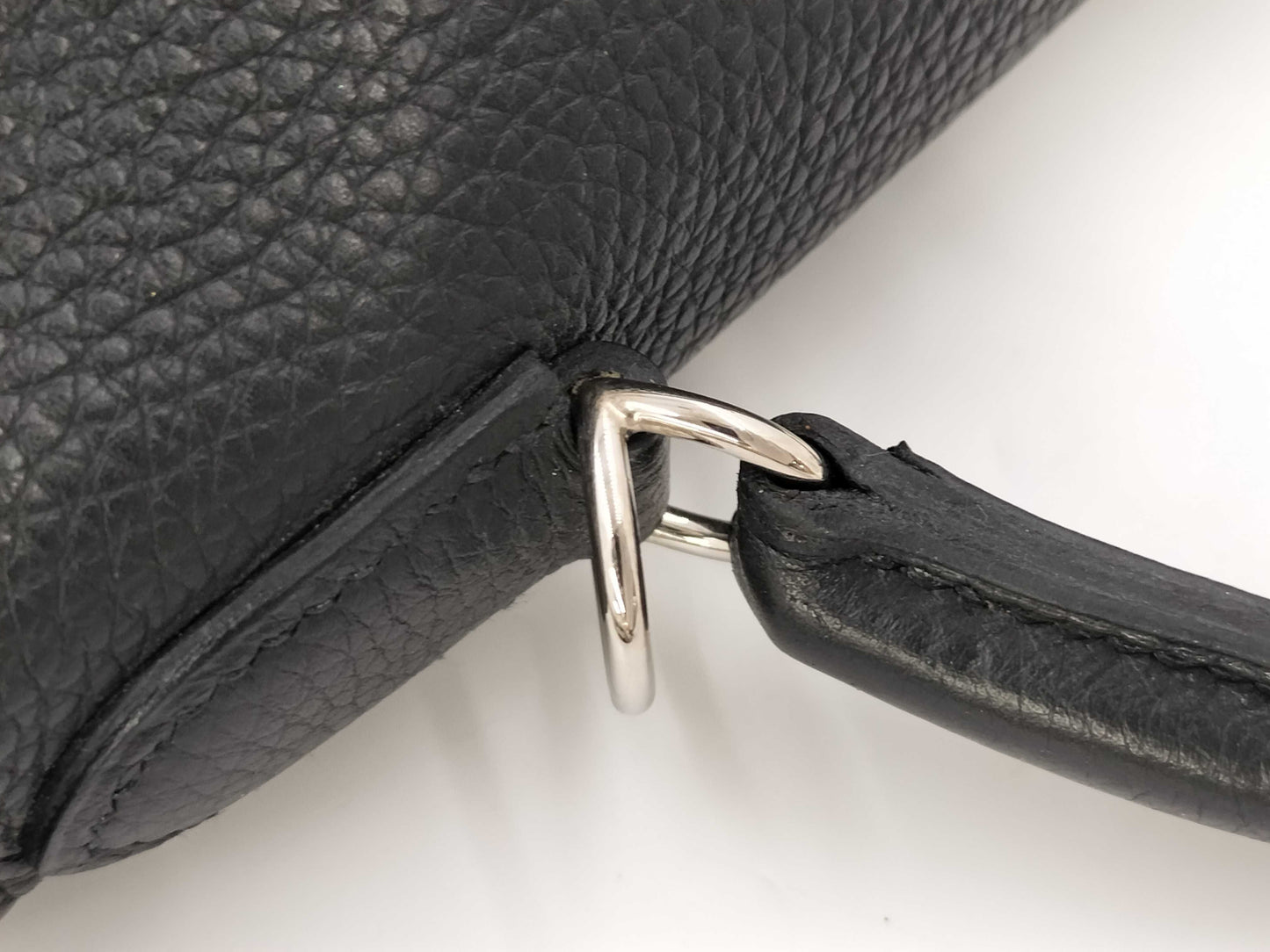 HERMES HERMES BAG KELLY 32 SQUARE M STAMP BLACK TOGO PHW Handbag