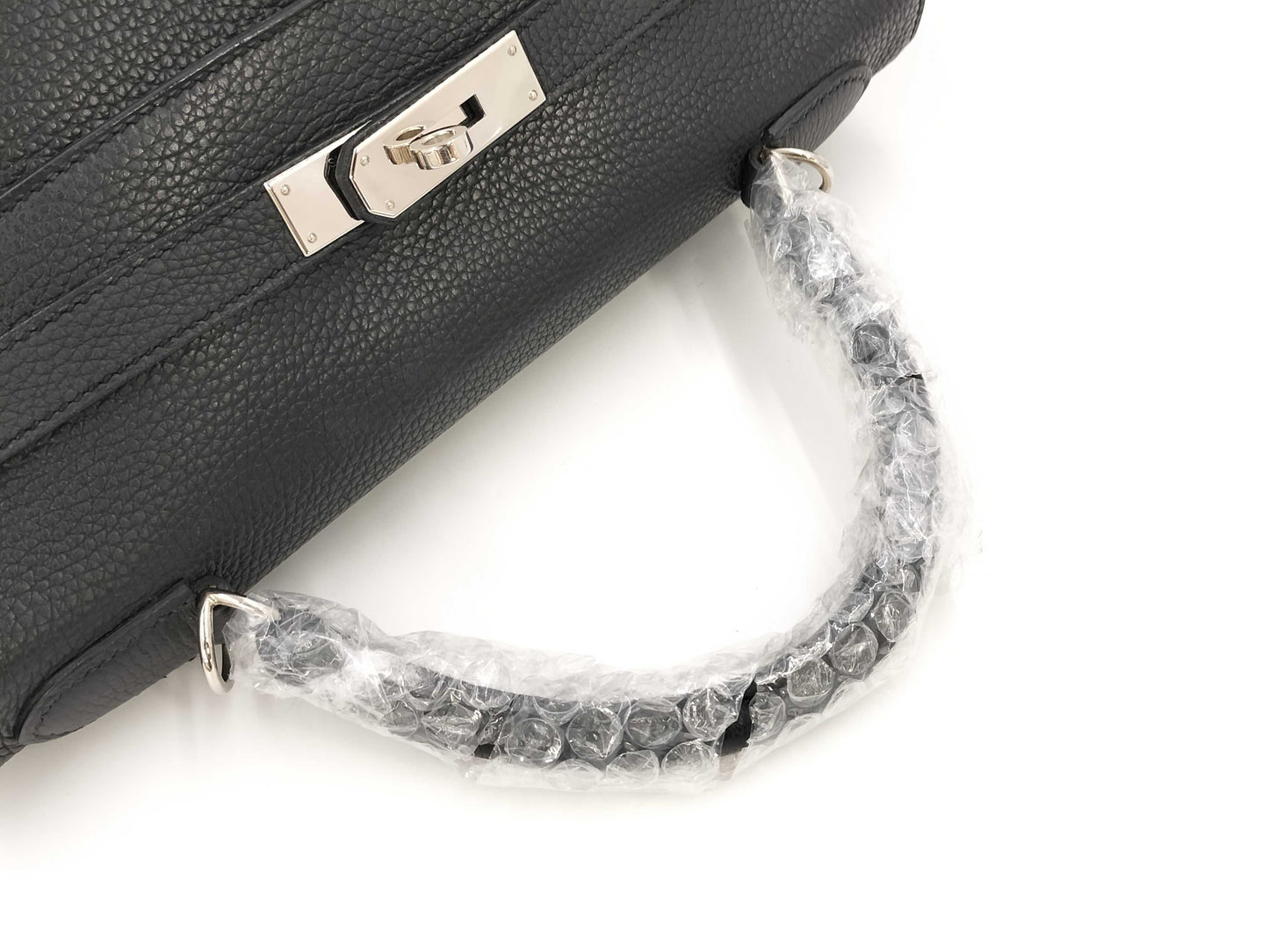 HERMES HERMES BAG KELLY 32 SQUARE M STAMP BLACK TOGO PHW Handbag