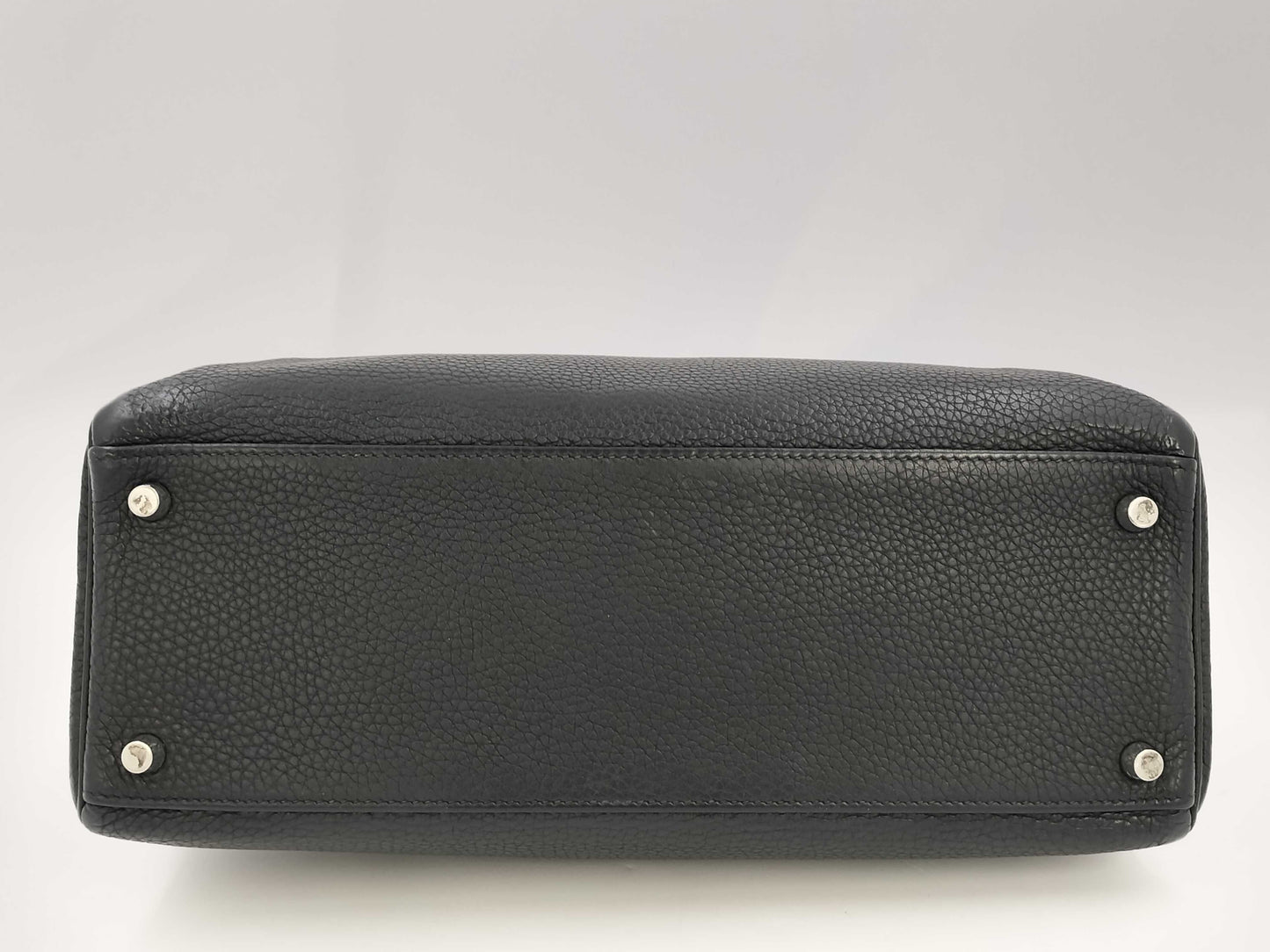 HERMES HERMES BAG KELLY 32 SQUARE M STAMP BLACK TOGO PHW Handbag