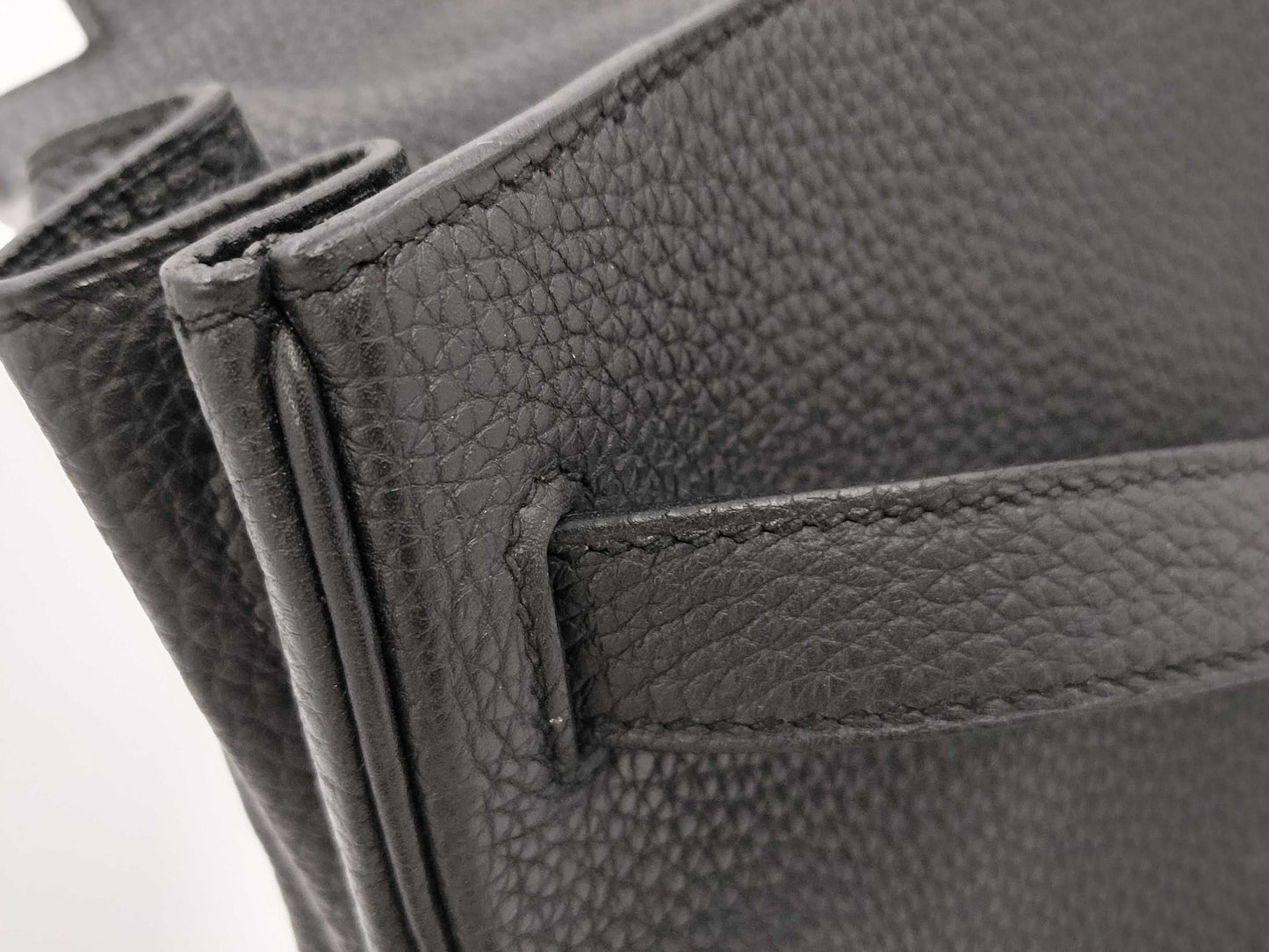 HERMES HERMES BAG KELLY 32 SQUARE M STAMP BLACK TOGO PHW Handbag