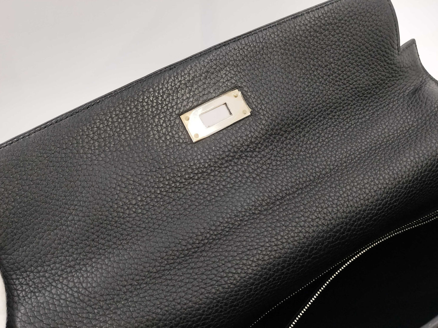 HERMES HERMES BAG KELLY 32 SQUARE M STAMP BLACK TOGO PHW Handbag