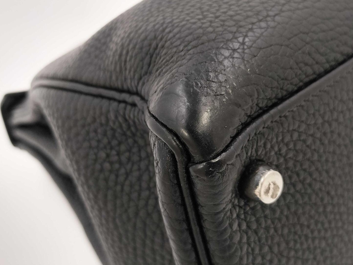 HERMES HERMES BAG KELLY 32 SQUARE M STAMP BLACK TOGO PHW Handbag
