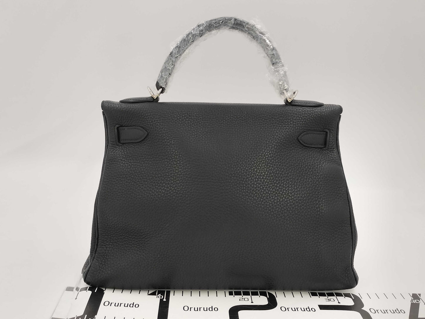 HERMES HERMES BAG KELLY 32 SQUARE M STAMP BLACK TOGO PHW Handbag