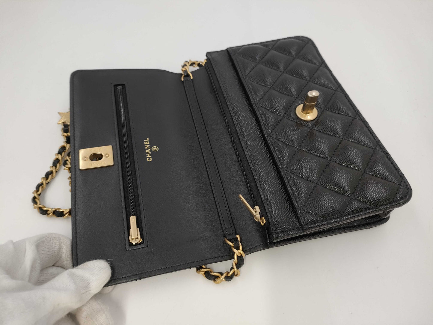 CHANEL CHANEL BAG CAVIAR SKIN AP3694 BLACK CHAIN WALLET RFID JCH0T154 Shoulder Bag