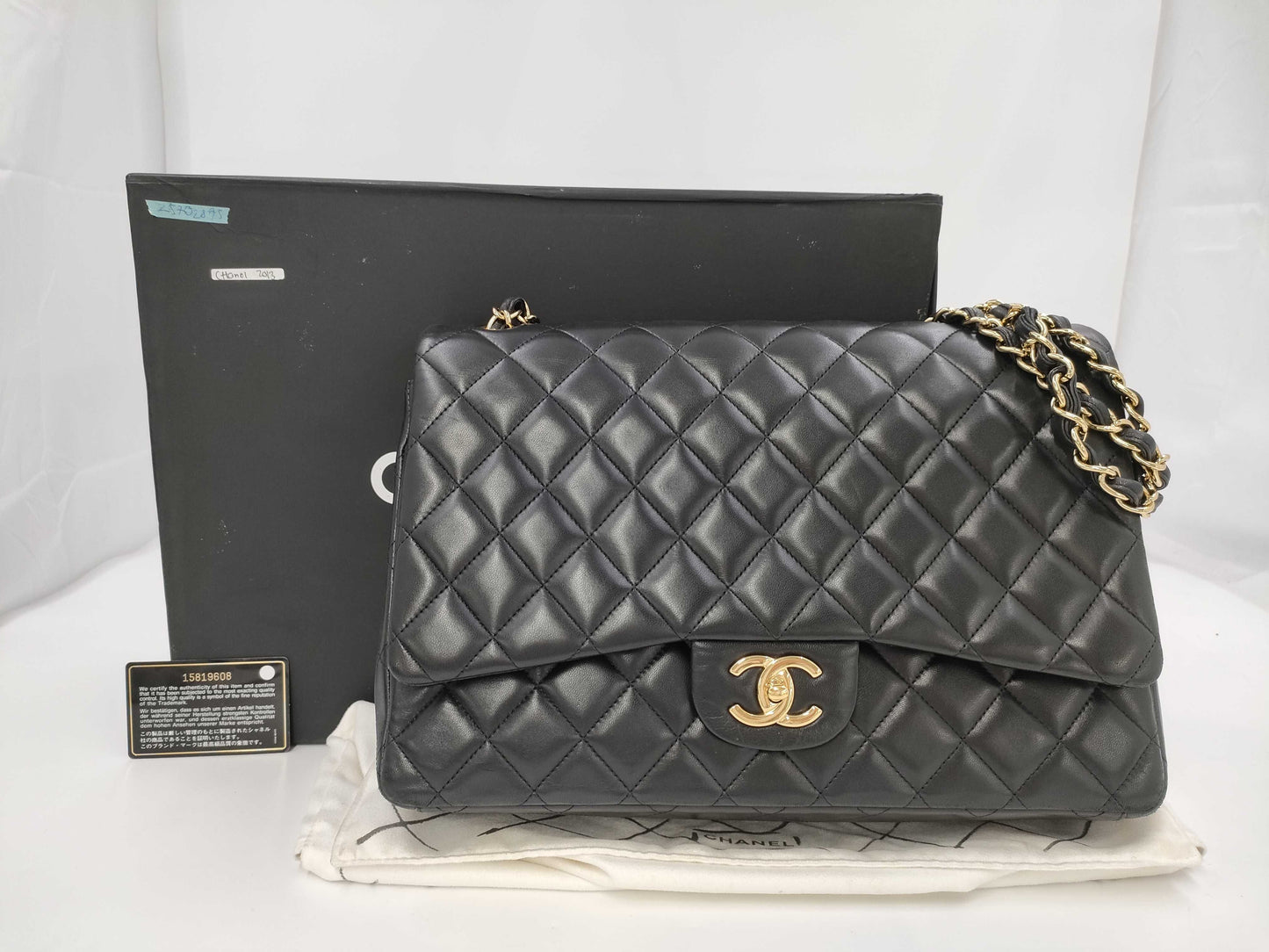 CHANEL CHANEL BAG CLASSIC FLAP A58601 WFLAP MAXI 33CM LAMBSKIN GHW NO 15 W/CARD 15819608 Shoulder Bag