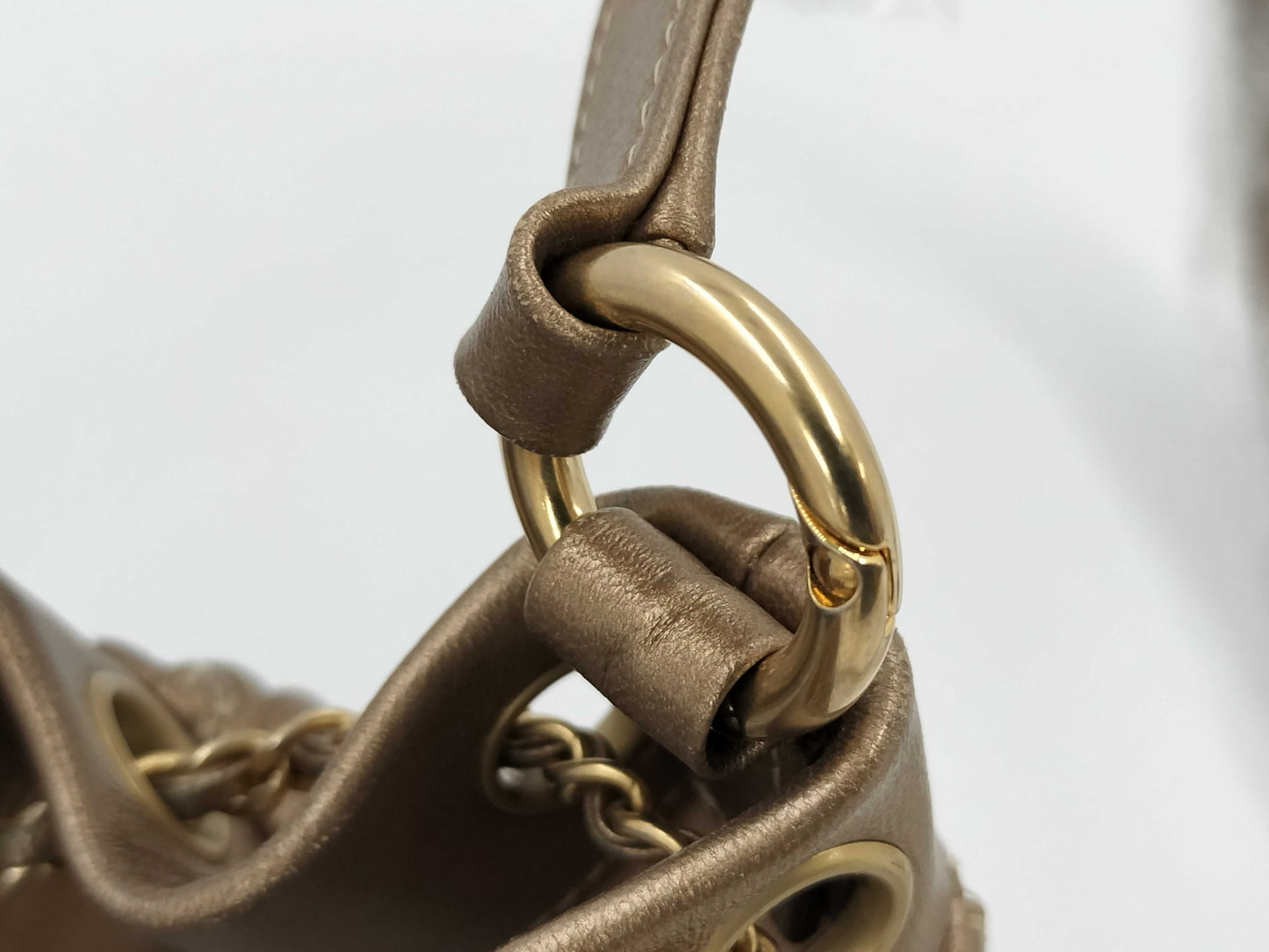 CHANEL CHANEL BAG CHEVRON BUCKET DRAWSTRING NO. 25 W/CARD METALLIC GOLD CROSSBODY 25171470 Shoulder Bag