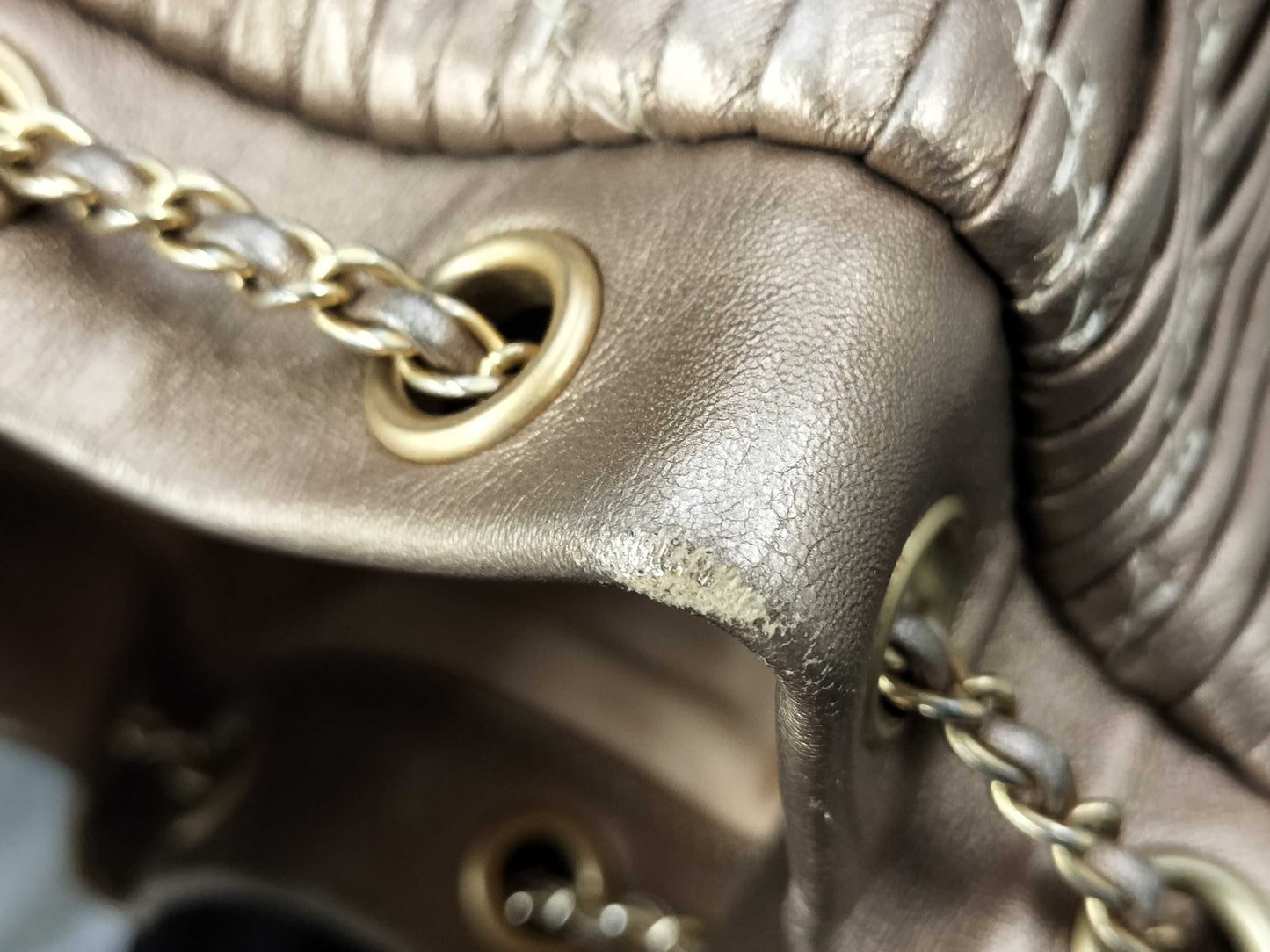 CHANEL CHANEL BAG CHEVRON BUCKET DRAWSTRING NO. 25 W/CARD METALLIC GOLD CROSSBODY 25171470 Shoulder Bag