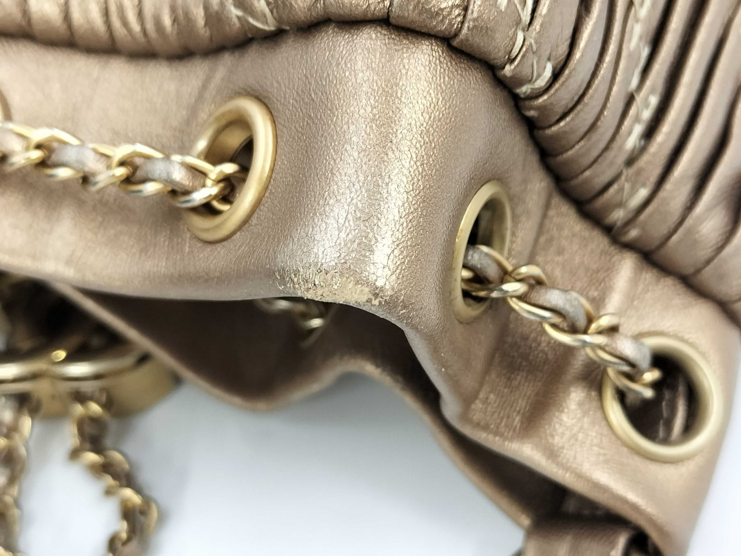 CHANEL CHANEL BAG CHEVRON BUCKET DRAWSTRING NO. 25 W/CARD METALLIC GOLD CROSSBODY 25171470 Shoulder Bag