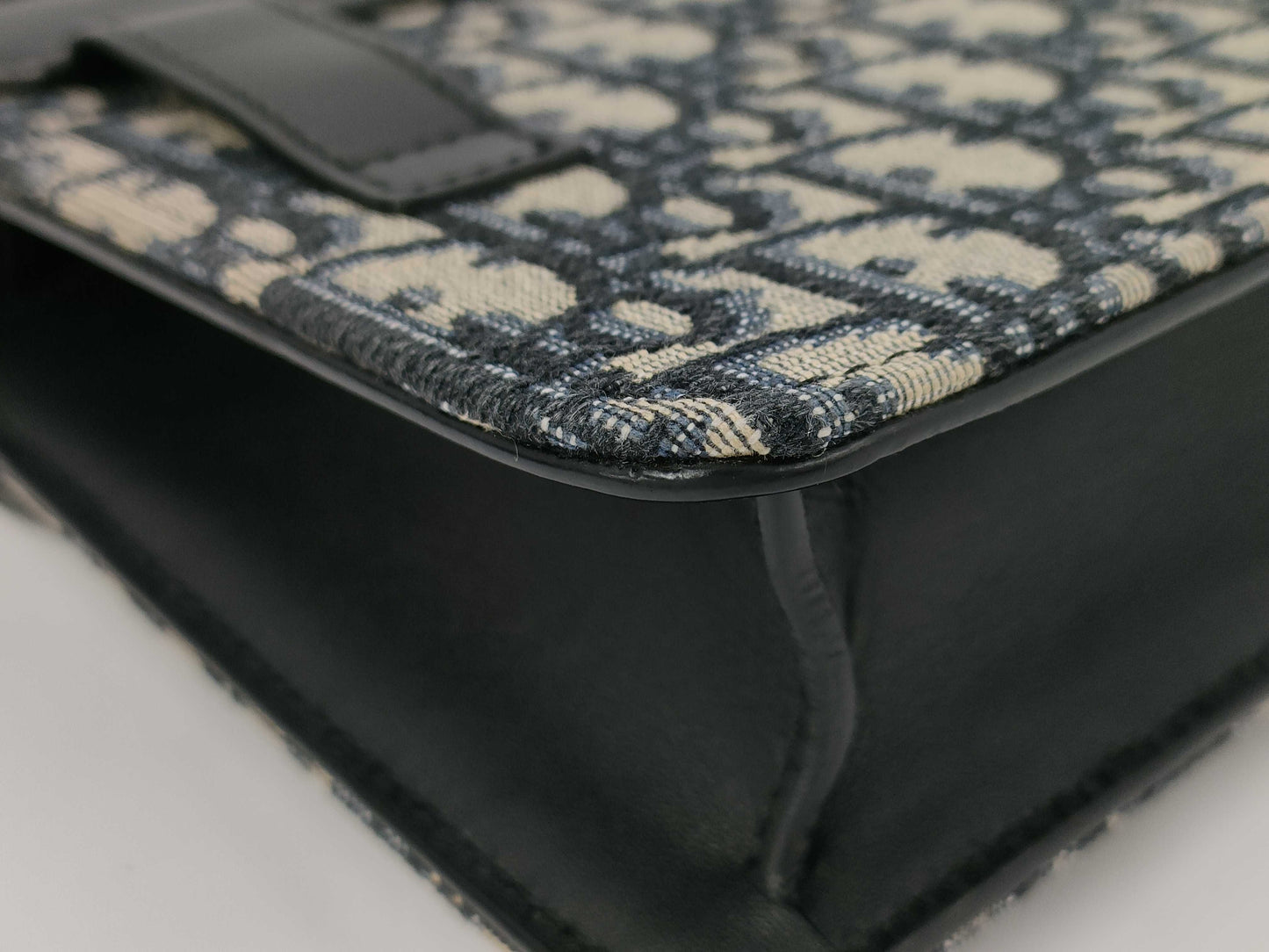 Dior Saddle Shoulder Bag, Oblique Canvas, Blue/Black, Silver Hardware, Dust Bag, Shoulder Bag
