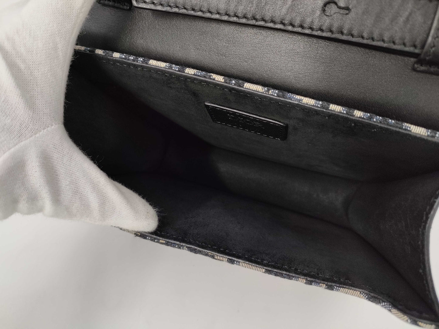 Dior Saddle Shoulder Bag, Oblique Canvas, Blue/Black, Silver Hardware, Dust Bag, Shoulder Bag