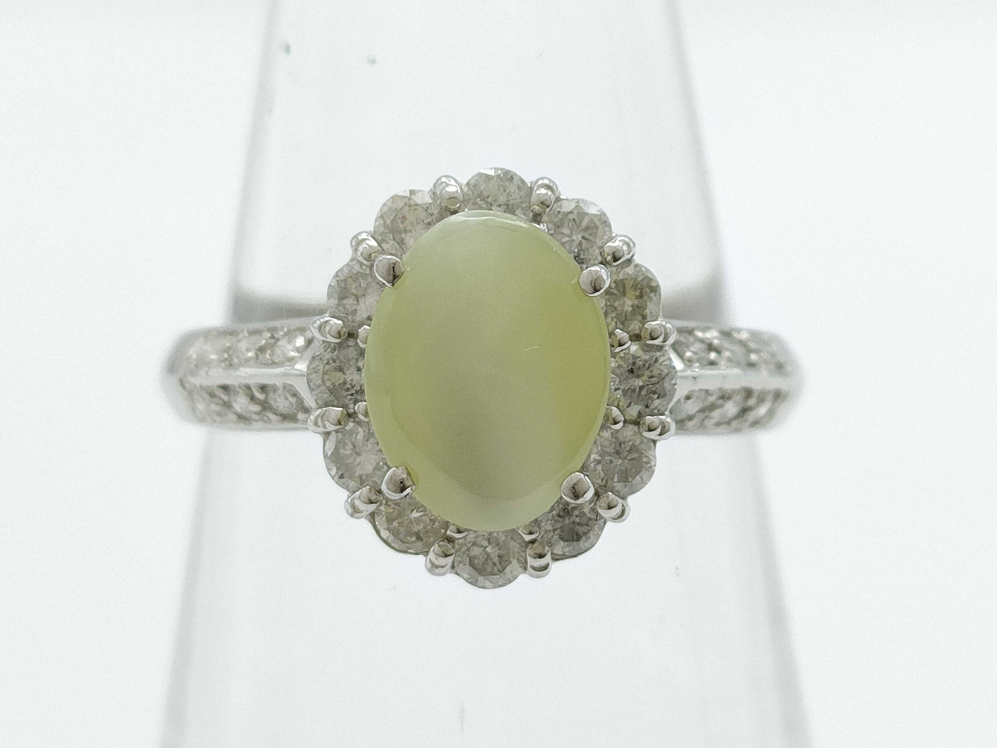 Chrysoberyl Cat's Eye 1.43ct D0.50ct PT900 4.9g Ring