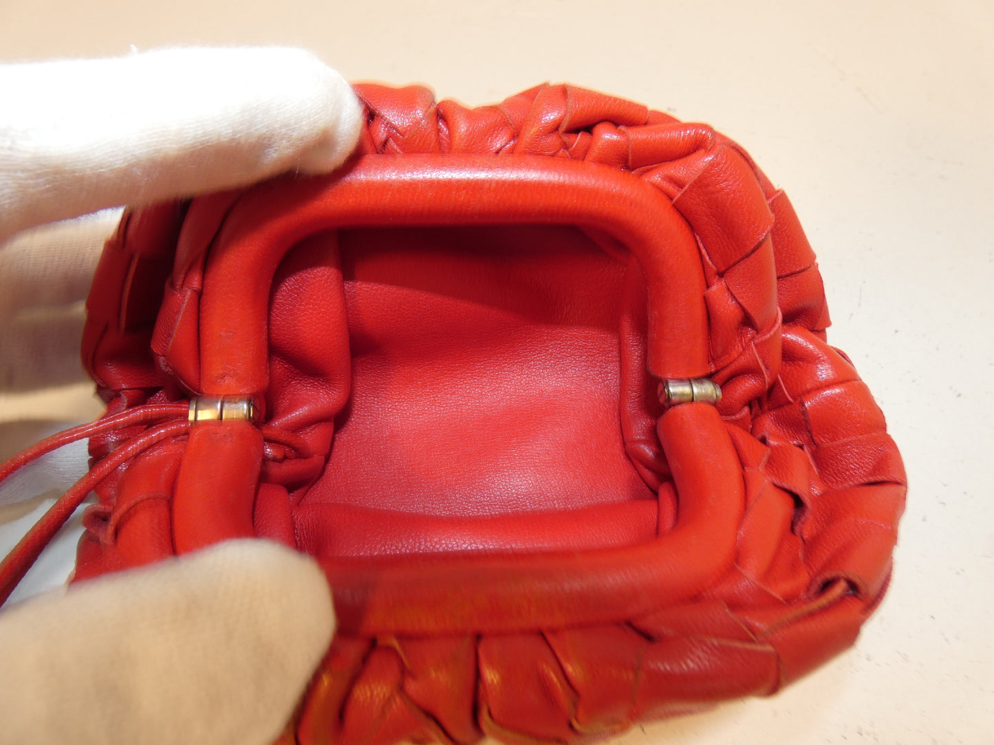 BOTTEGA VENETA Intrecciato Pochette Mini Shoulder Bag with Clasp Closure