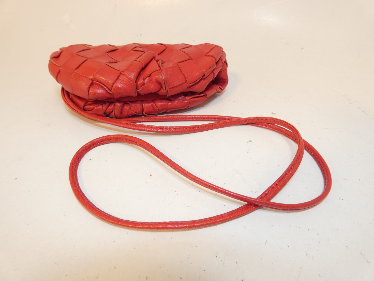 BOTTEGA VENETA Intrecciato Pochette Mini Shoulder Bag with Clasp Closure