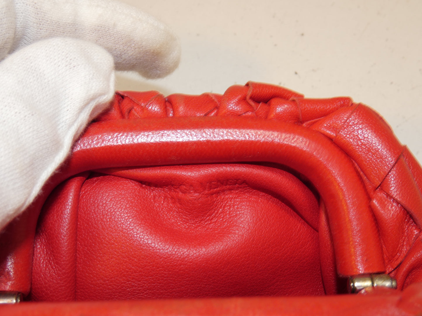 BOTTEGA VENETA Intrecciato Pochette Mini Shoulder Bag with Clasp Closure