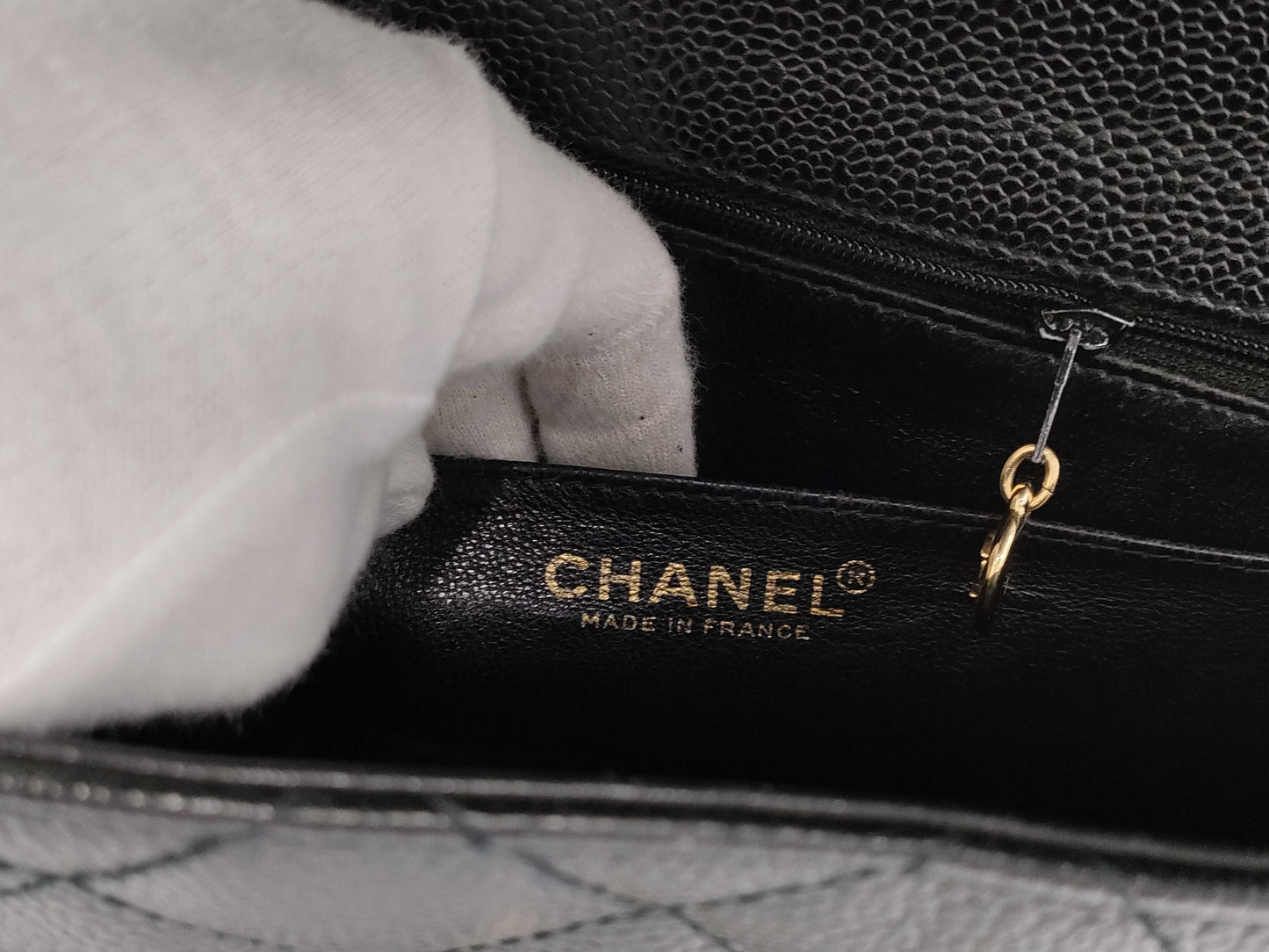 CHANEL Caviar Skin Matelasse Handbag, No. 7