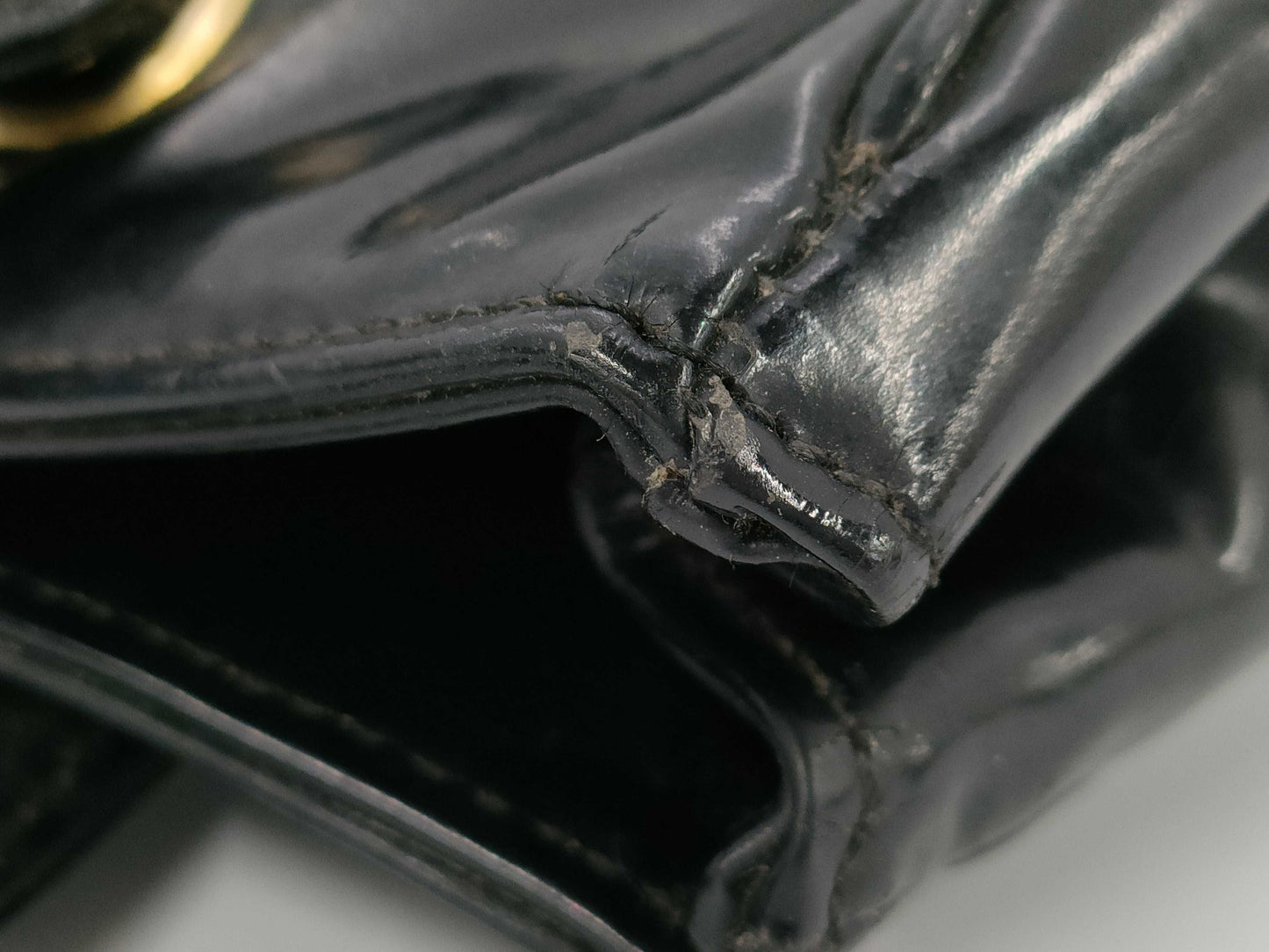 CHANEL Coco Mark Patent Leather Black Gold Hardware Tote Bag
