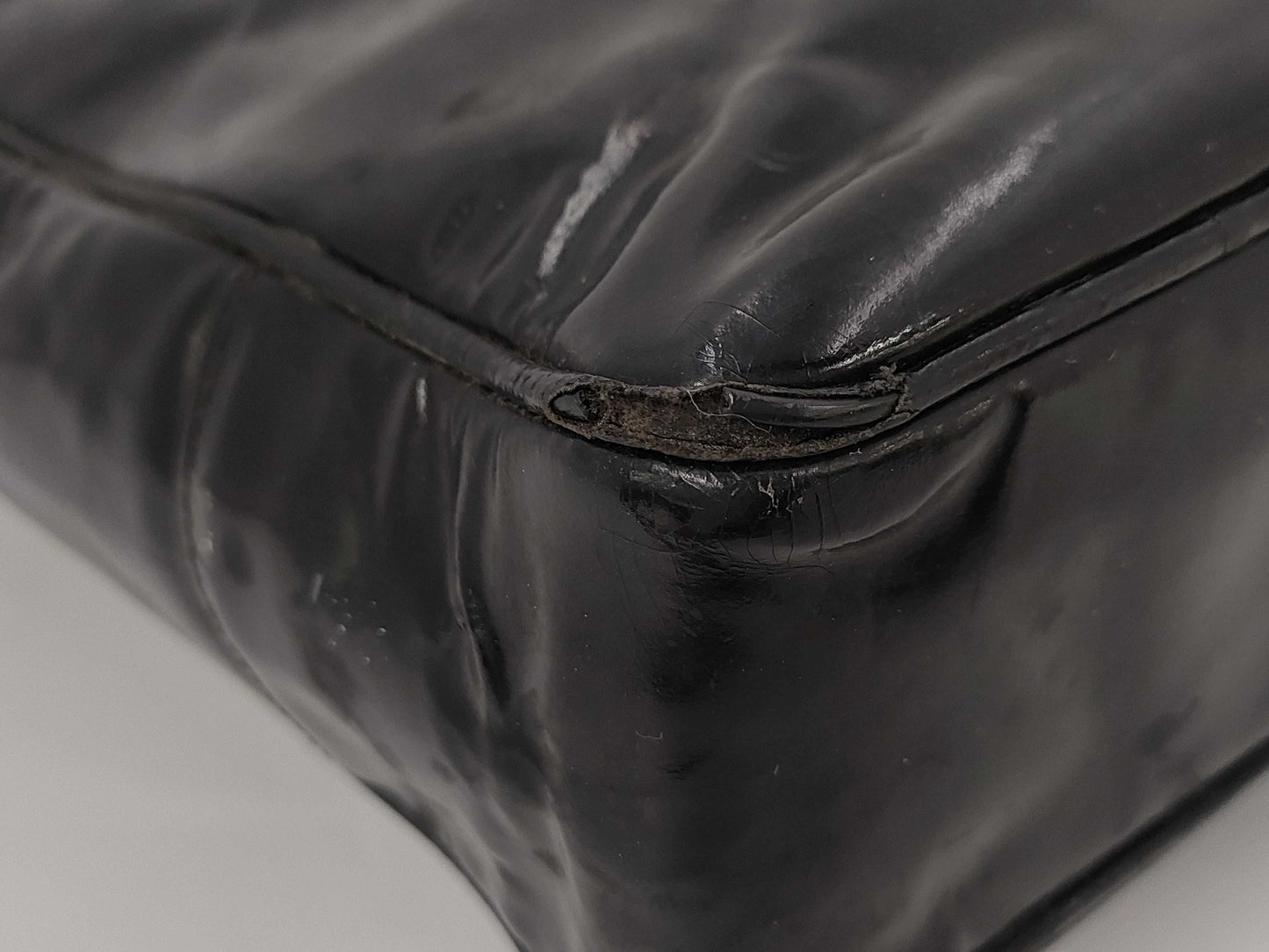 CHANEL Coco Mark Patent Leather Black Gold Hardware Tote Bag
