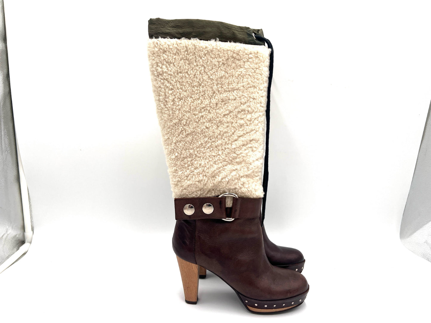 MARUNI Mouton Long Boots, Brown, Size 35, with Storage Bag and Box. Other Shoes.