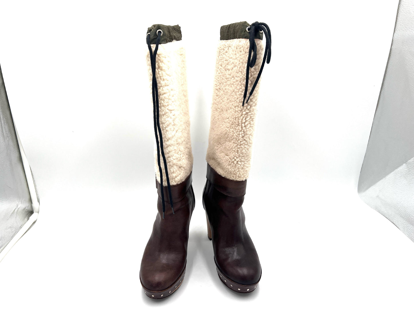 MARUNI Mouton Long Boots, Brown, Size 35, with Storage Bag and Box. Other Shoes.