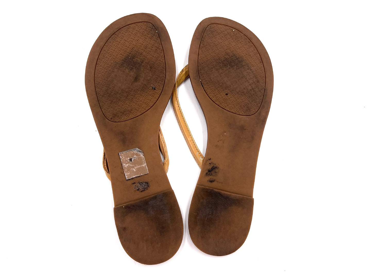 Tory Burch Gold Logo Thong Sandals, Brown, 6M