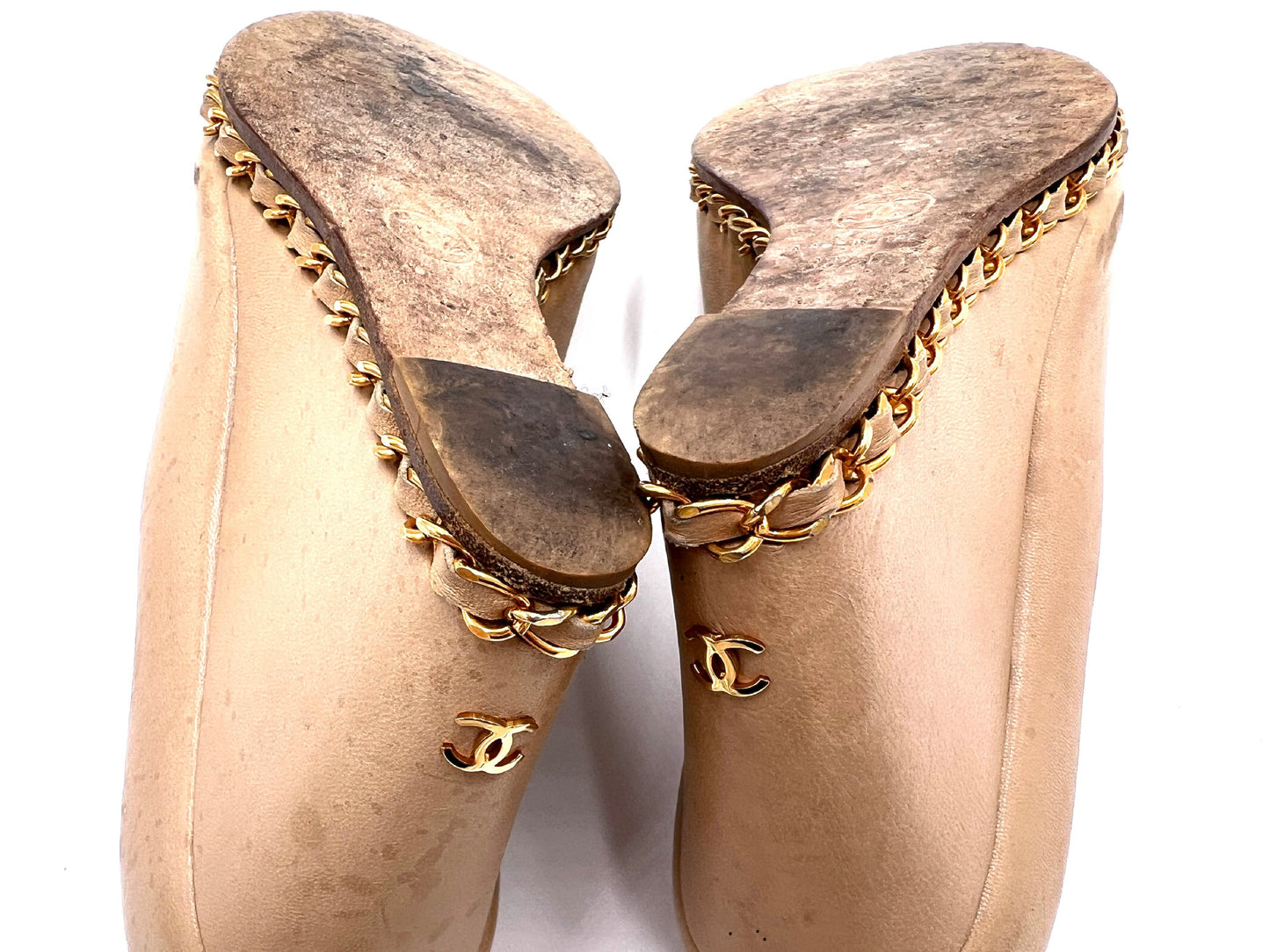 CHANEL D G27768 Wedge Sole Open Toe Beige Size 36 1/2 Sandals