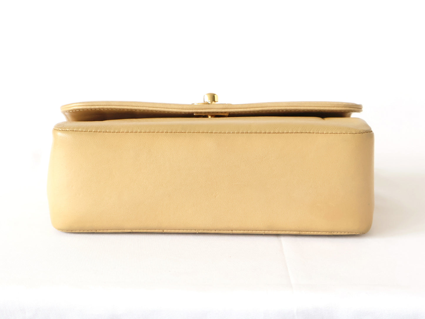CHANEL Mademoiselle 19 Beige Lambskin Beaded Chain Shoulder Bag with Seal