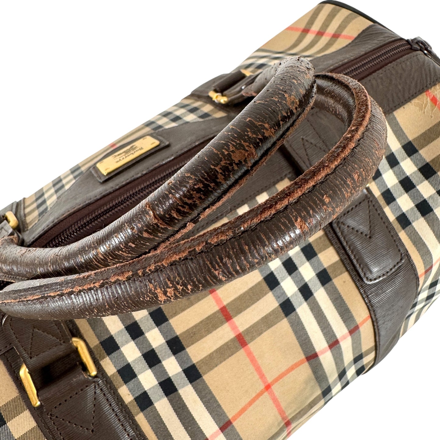 BURBERRY Check Boston Bag