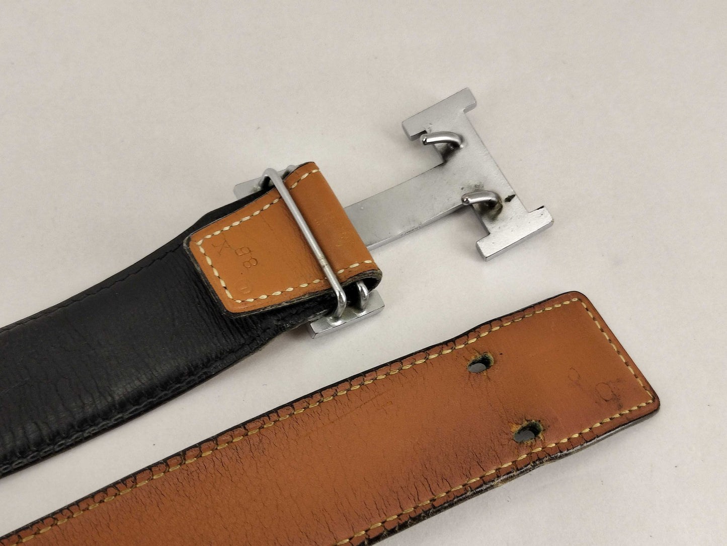 HERMES HERMES Constance Belt H Buckle ○L 85 Belt Brown x Black Belt