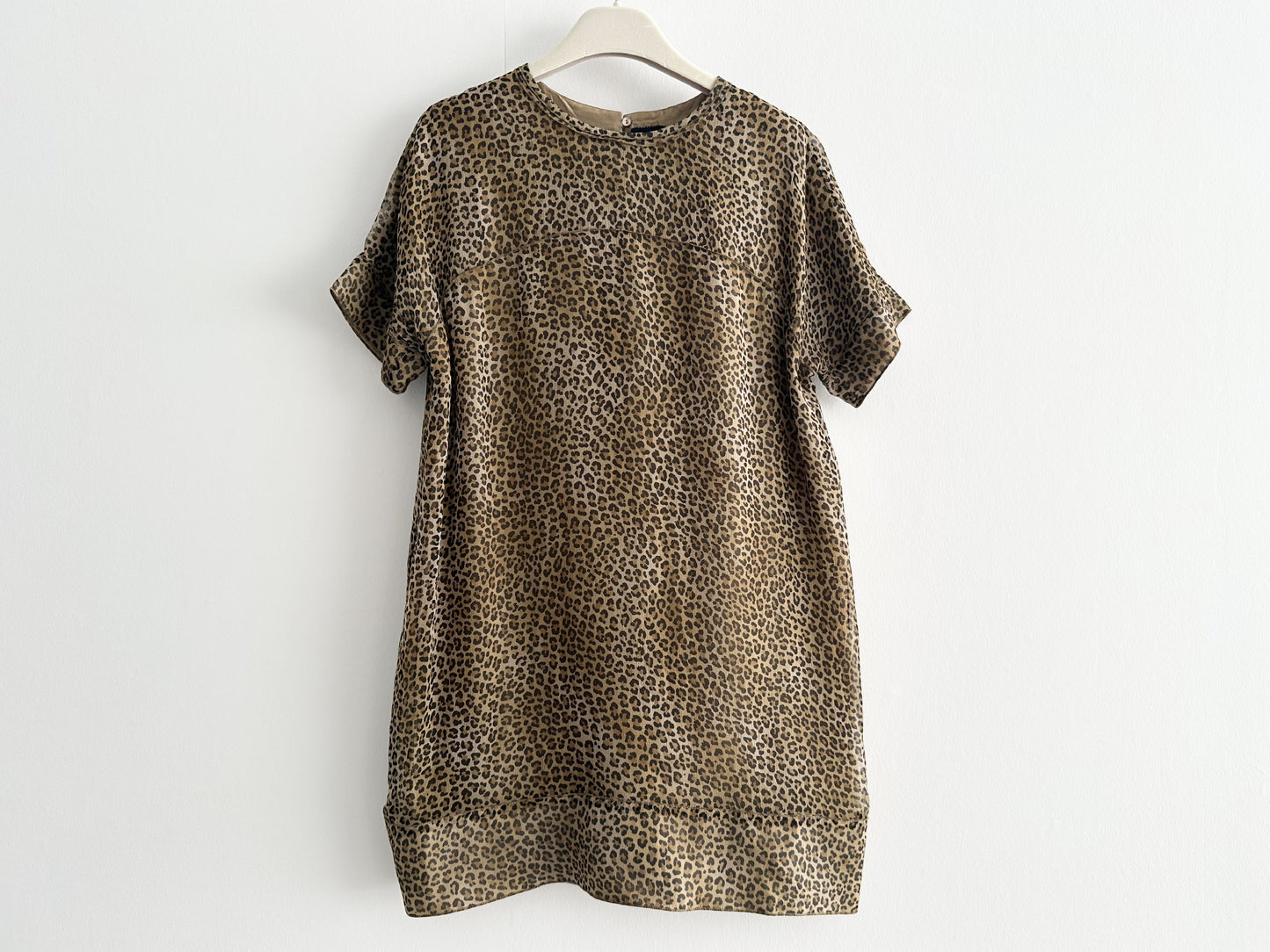 Drawer Leopard Print Silk Blouse, Size 36, Tops