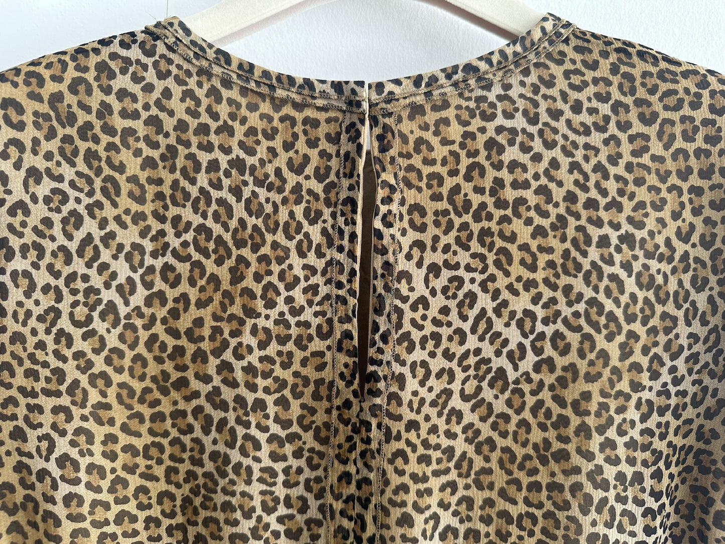 Drawer Leopard Print Silk Blouse, Size 36, Tops