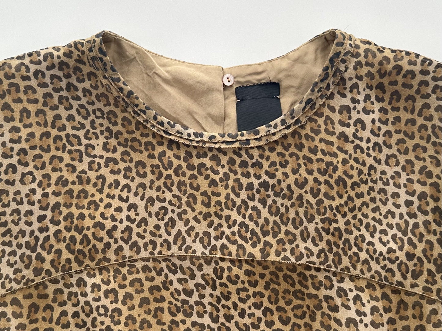 Drawer Leopard Print Silk Blouse, Size 36, Tops